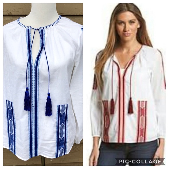 MICHAEL Michael Kors Tops - Michael Kors peasant embroidered tassel top!